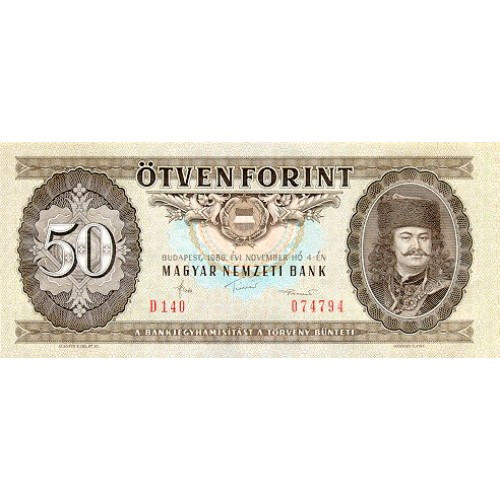 1989- Hungria PIC 170h      billete de 50 Forint
