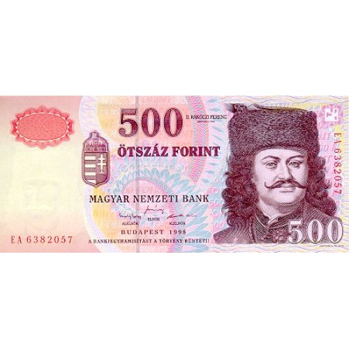 1998 - Hungria PIC 179 billete de 500 Florines S/C