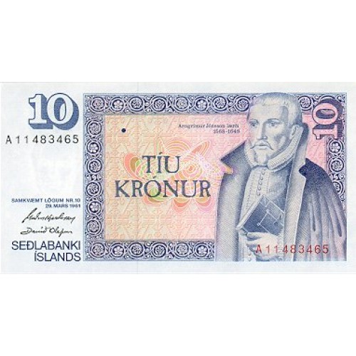 1961/81 - Iceland PIC 48a      10 Kronus banknote