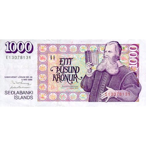 1994 - Islandia PIC 56a billete de 1000 Coronas S/C