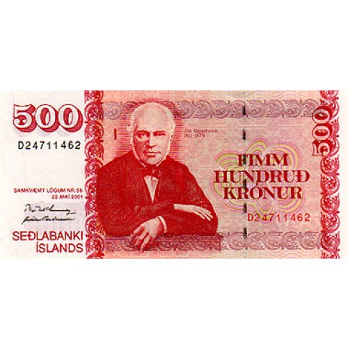 2001 - Iceland PIC 58 500 Kronus banknote