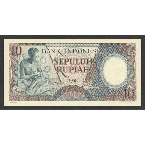 1958 - Indonesia PIC  56     10 Rupees banknote