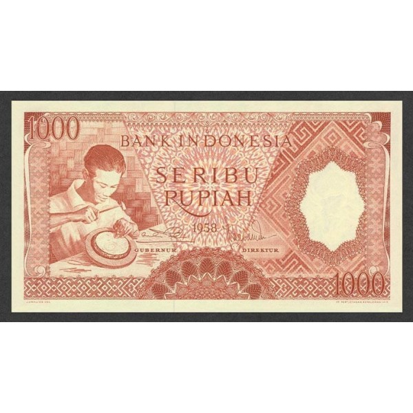 1958 - Indonesia PIC  61     1000 Rupees banknote