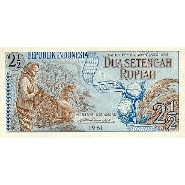 1961 - Indonesia PIC  79     2 1/2 Rupees banknote