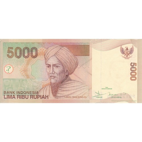 2001 - Indonesia PIC  142a    5000 Rupees banknote