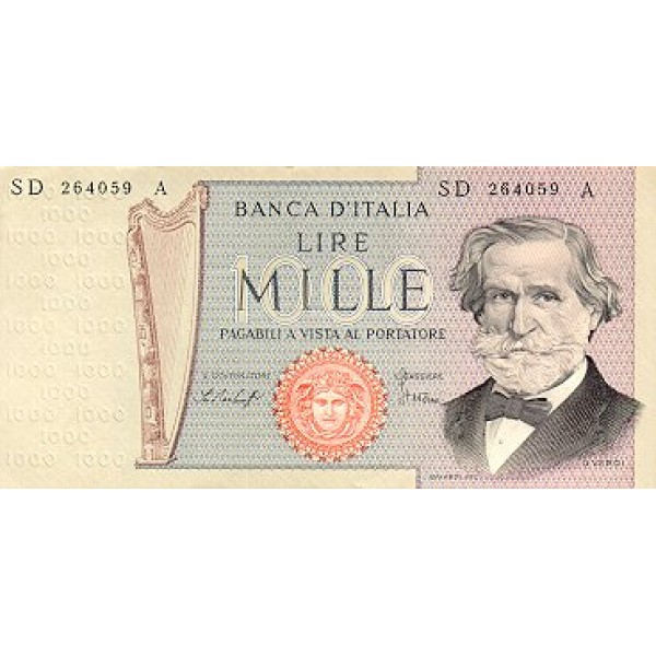 1981- Italy PIC 101h     1.000 Liras  banknote VF