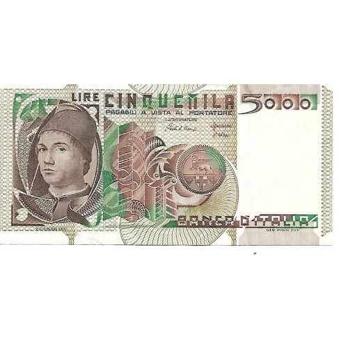 1980 - Italia PIC 105b billete de 5.000 Liras MBC