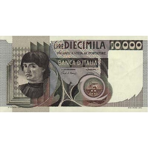 1982 - Italy PIC 106a     10.000 Liras  VF banknote