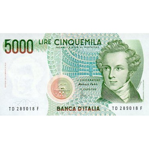1985 - Italia PIC 111b  billete de 5.000 Liras MBC