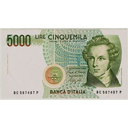 1985 - Italia PIC 111b billete de 5.000 Liras S/C 1985 - Italia PIC 111b billete de 5.000 Liras S/C