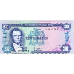 1989 - Jamaica P71c 10 Dollars banknote