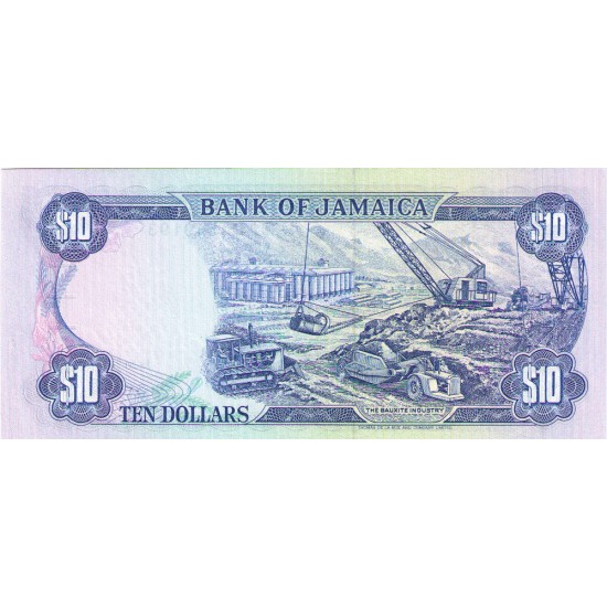 1989 - Jamaica P71c 10 Dollars banknote 1989 - Jamaica P71c 10 Dollars banknote