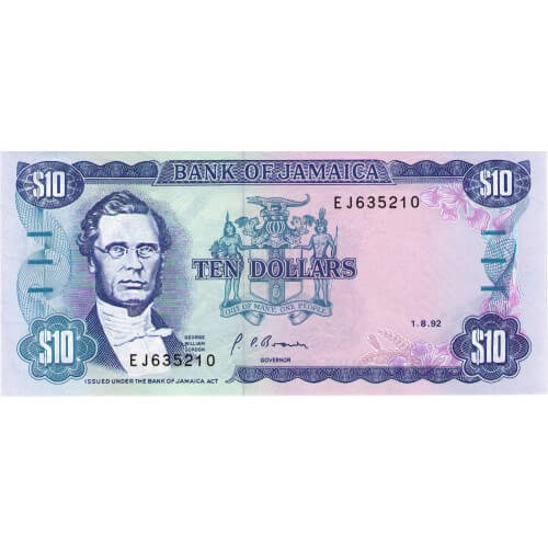 1992 - Jamaica P71d 10 Dollars banknote