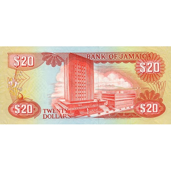 1989 - Jamaica P72c 20 Dollars banknote 1989 - Jamaica P72c 20 Dollars banknote