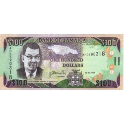 2007 - Jamaica P84c billete de 100 Dólares