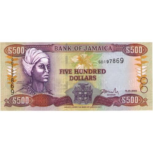 2003 - Jamaica P85a 500 Dollars banknote