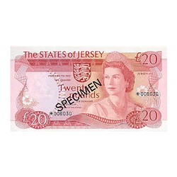 1976 - Jersey PIC 14s    20 Pounds  banknote Specimen