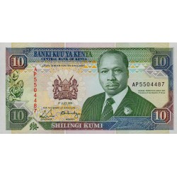 1991-  Kenia pic 24c  billete de   10 Shillings