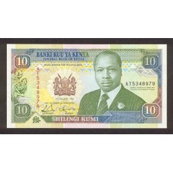 1992- Kenya Pic 24d 10  Shillings  banknote