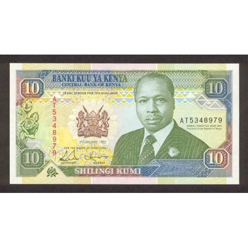 1992-  Kenia pic 24d  billete de   10 Shillings