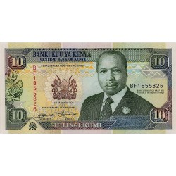 1990 -  Kenia pic 24f  billete de   10 Shillings