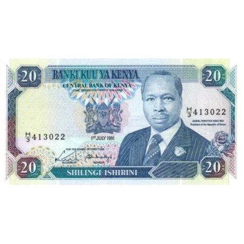 1991- Kenya Pic 25d  20  Shillings  banknote