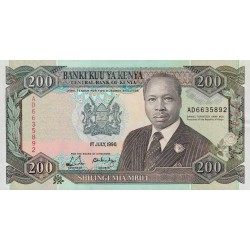 1990 - Kenya Pic 29b 200  Shillings  banknote