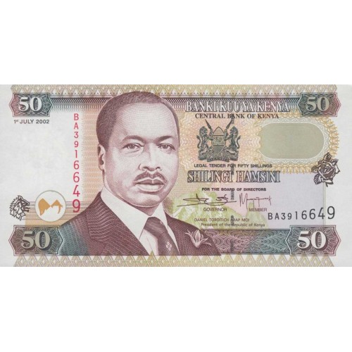 2002-  Kenia pic 36g  billete de   50 Shillings