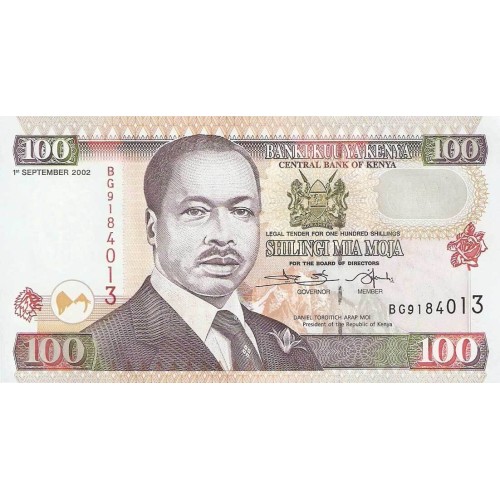 2002-  Kenia pic 37h  billete de   100 Shillings