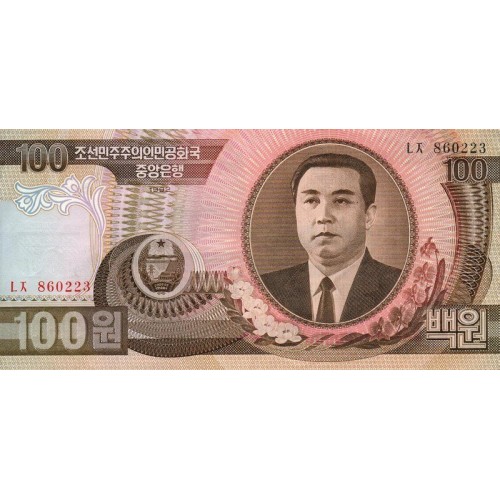 1992 -  Corea del Norte pic 43a  billete de 100 won