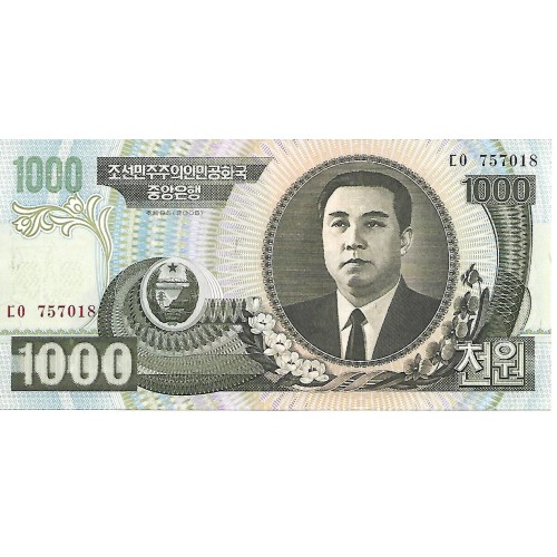 2006 - Corea del Norte PIC 45b billete de 1000 Won S/C 2006 - Corea del Norte PIC 45b billete de 1000 Won S/C