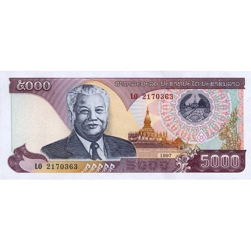 1997  Laos PIC 34   5000 Kip banknote