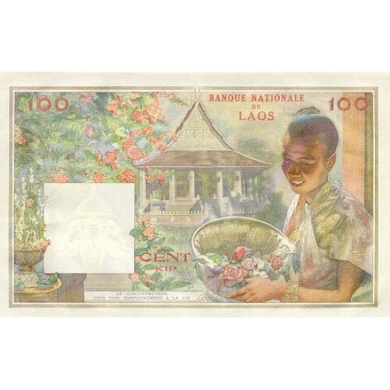 1957 - Laos PIC 6 100 Kip banknote 1957 - Laos PIC 6 100 Kip banknote