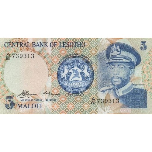 1981 - Lesotho  pic 5a  billete de 5 Maloti