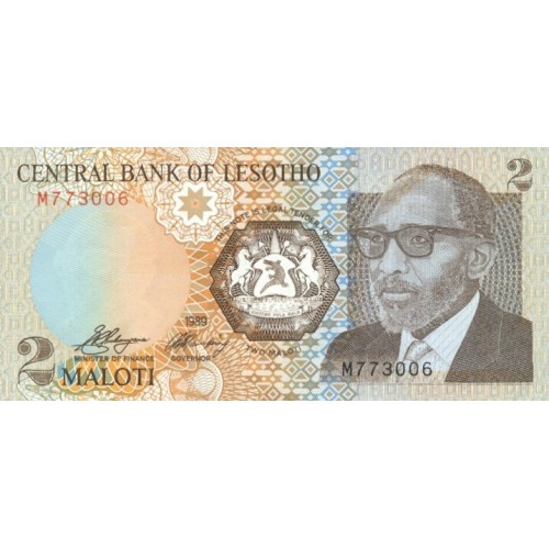 1989 - Lesotho  pic 9a  billete de 2 Maloti