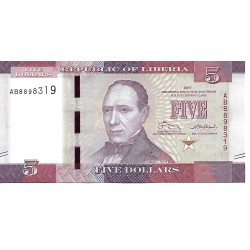 2017 - Liberia PIC 31b billete de 5 Dólares S/C