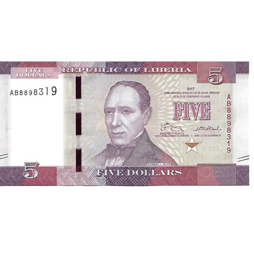 2017 - Liberia 5 Dollars banknote PIC 31b UNC