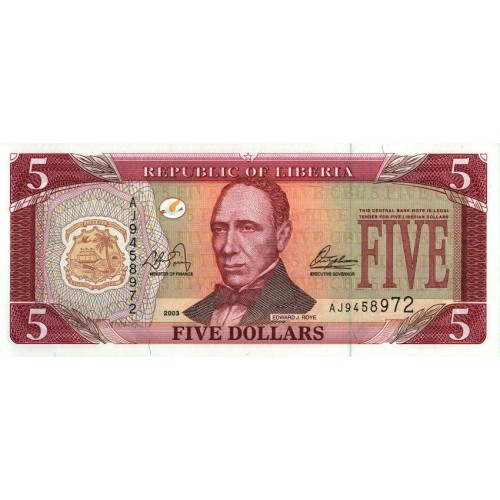 2003 - Liberia pic 26a billete de 5 Dólares