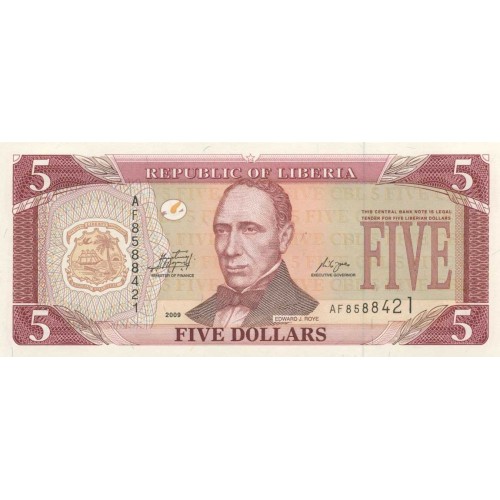2009 - Liberia   Pic 26e    5 Dollars  banknote