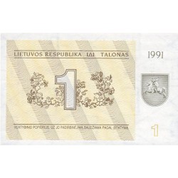 1991 - Lituania PIC 32b billete de 1 Talona