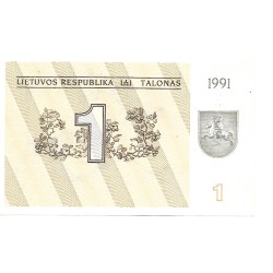 1991 - Lituania PIC 32a billete de 1 Talona