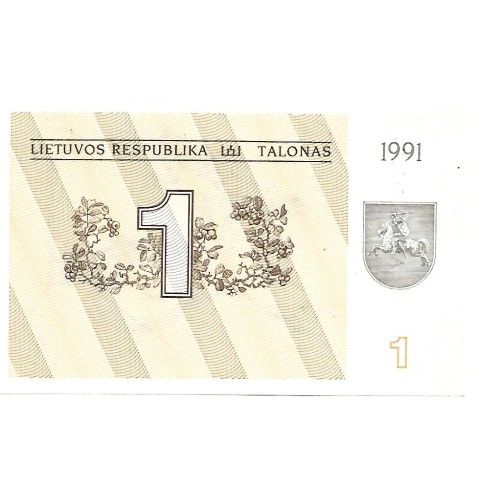 1991 - Lithuania PIC 32a 1 Talona banknote