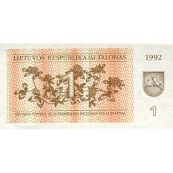 1992 - Lituania PIC 39 billete de 1 Talona 1992 - Lituania PIC 39 billete de 1 Talona