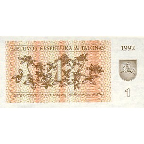 1992 - Lithuania PIC 39     1 Talona banknote