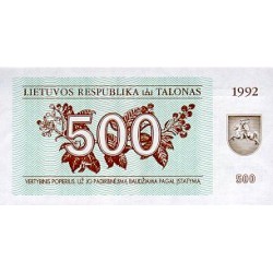 1992 - Lituania PIC 44  billete de 500 Talonas