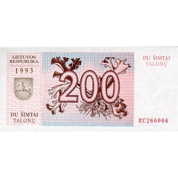 1993 - Lithuania PIC 45   200 Talonas banknote