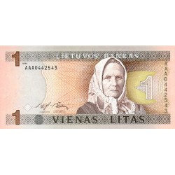1994 - Lithuania PIC 53a 1 Litas banknote 1994 - Lithuania PIC 53a 1 Litas banknote