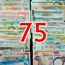 75 Billetes diferentes mundiales