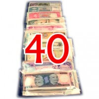 40 Billetes de diferentes Países, uno de cada país