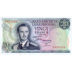 1966 - Luxemburgo Pic  54 a        billete de  20 Francos